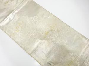 アンティーク　丸紋に向かい鳳凰・草花模様織り出し袋帯（材料）